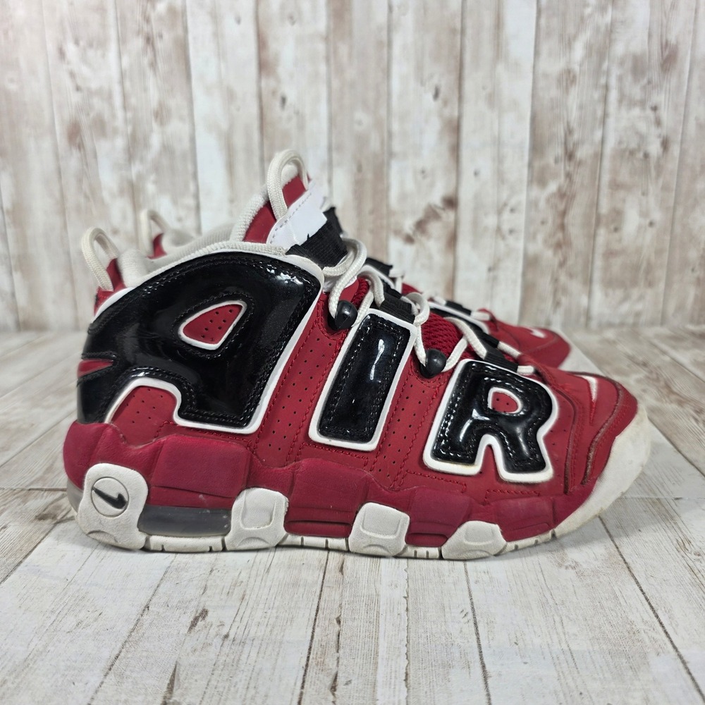 Nike Air More Uptempo Varsity Red Black White 415082-600‎ Kids Size 4.5Y